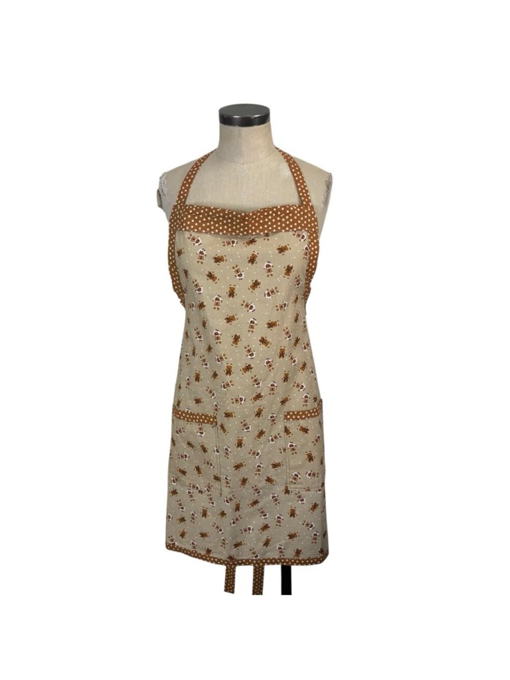 Christmas Holiday Gingerbread Man Cookie Apron OS Tan Baking Cooking Kawaii Cute